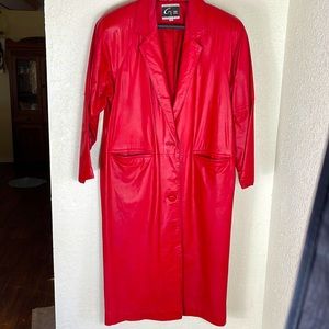 GLOBAL IDENTITY RED LEATHER COAT